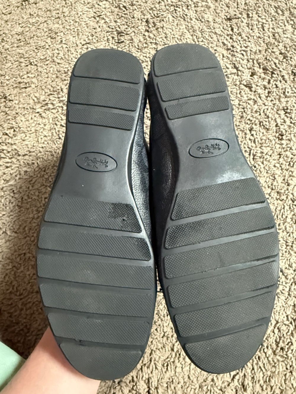 Coach Black Leather Moccasin Loafers with Silver Hardware - Picture 2 of 3